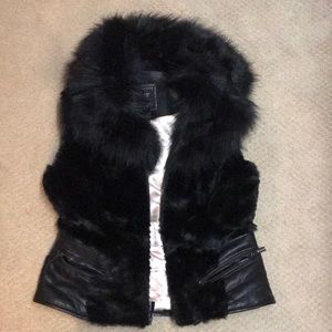 Guess black fur vest